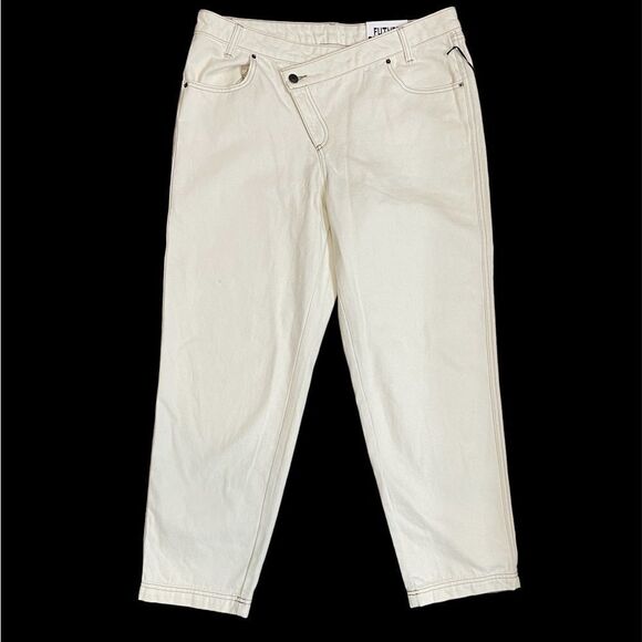 Women's High-Rise Overlap Waist Straight Leg Jeans - Future Collective - Picture 5 of 8